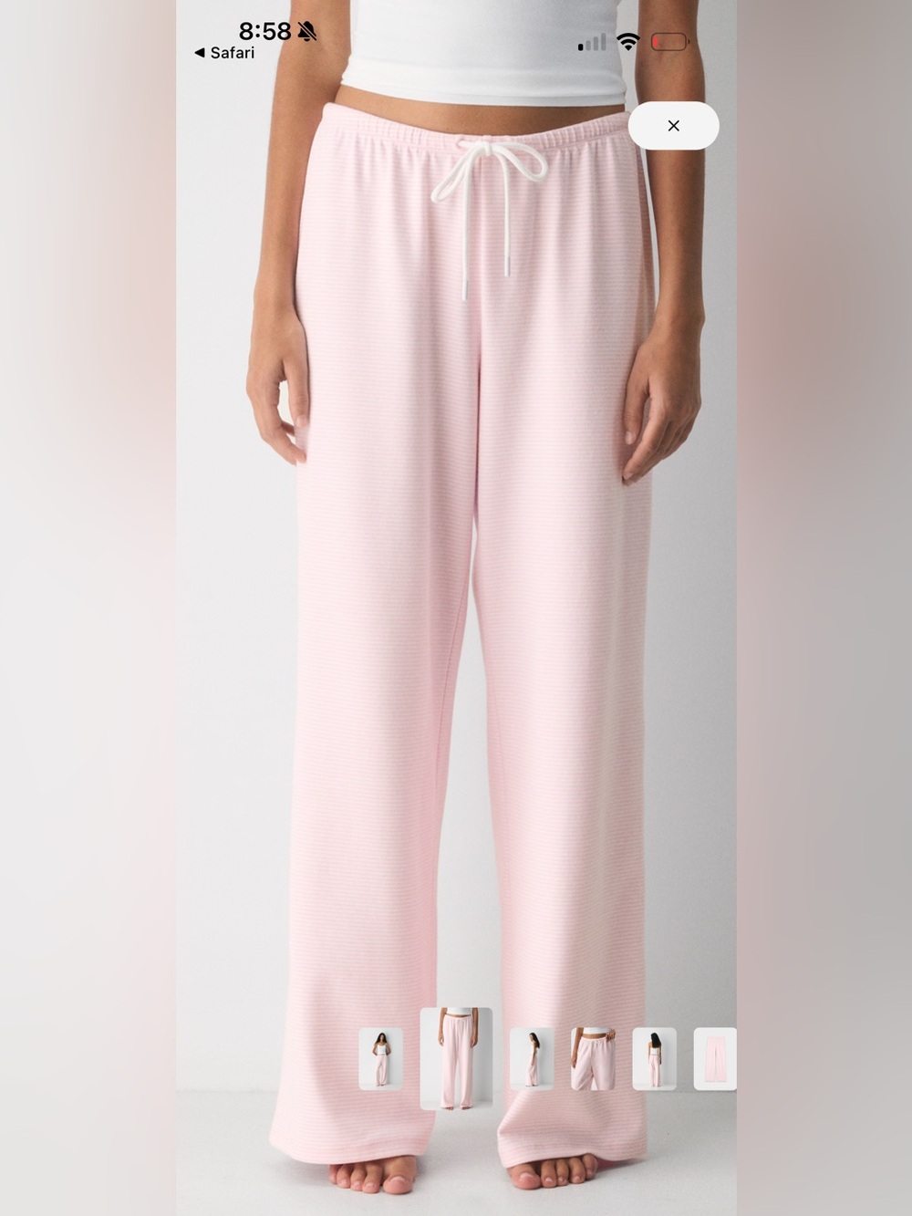 ARITZIA BEST HUG GILMORE PANT IN PINK MILKSHAKE/ WHITE STRIPE SIZE MEDIUM